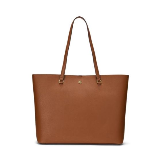 Karly Crosshatch Leather Large Tote Tan