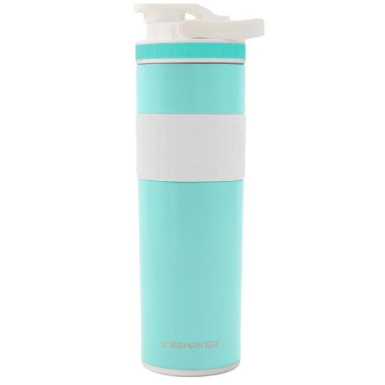 20oz Skinny Shaker Bottle - Shaker lid w/handle & agitato-Mint w/white grip