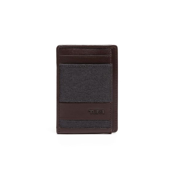 Alpha Money Clip Card Case Anthracite/Brown