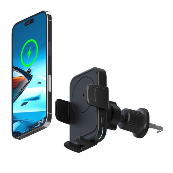 Energy Core Go - Wireless Charging Auto-Fit Car Windshield & Vent Mount - 15W - with Car Charger