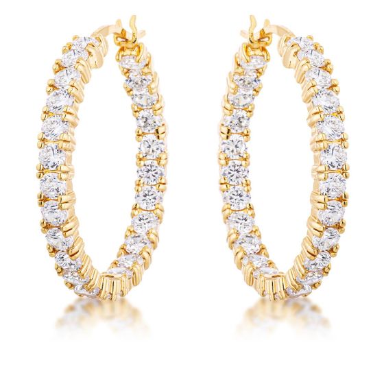 18 K Gold Plated Eternity Hoop Earrings