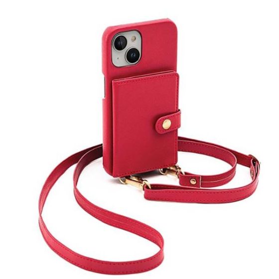 Doria - Silverlake Vegan Leather Wallet Crossbody Case for Apple iPhone 14 / 13 in Magenta