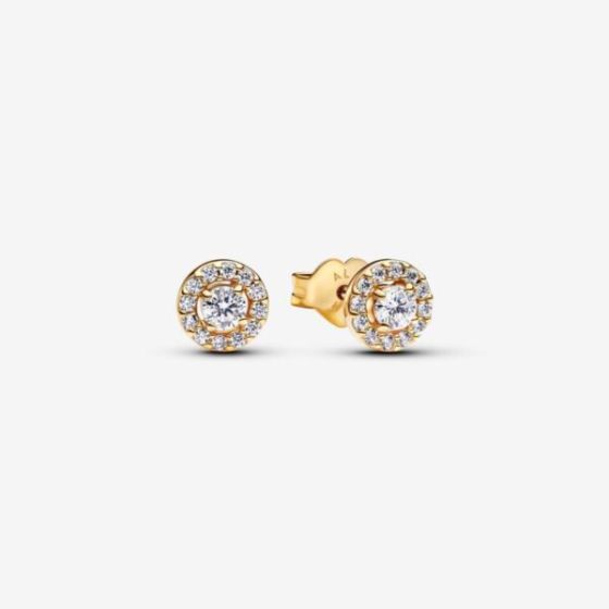 Round Pav Halo Stud Earrings