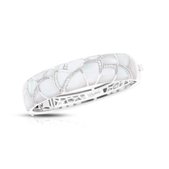 Belle Etoile Round Cubic Zirconia  studded White Sirena Bangle - 925 SS Medium Size