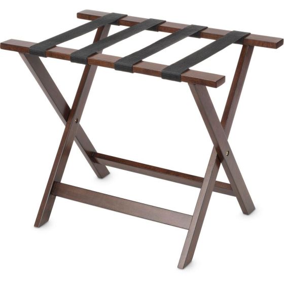 Rubberwood Folding Luggage Rack with a Walnut Finish