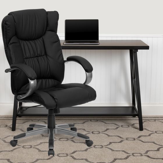 High Back Espresso LeatherSoft Soft Ripple Upholstered Executive Office Chair