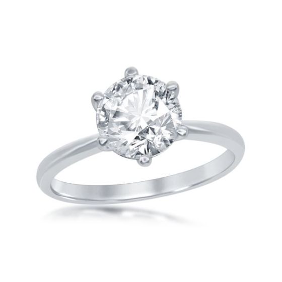Sterling silver and CZ solitaire ring: Size 5