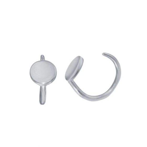 PARIKHS Rhodium Plated Disc Semi- hoop Earrings in 925 Sterling Silver