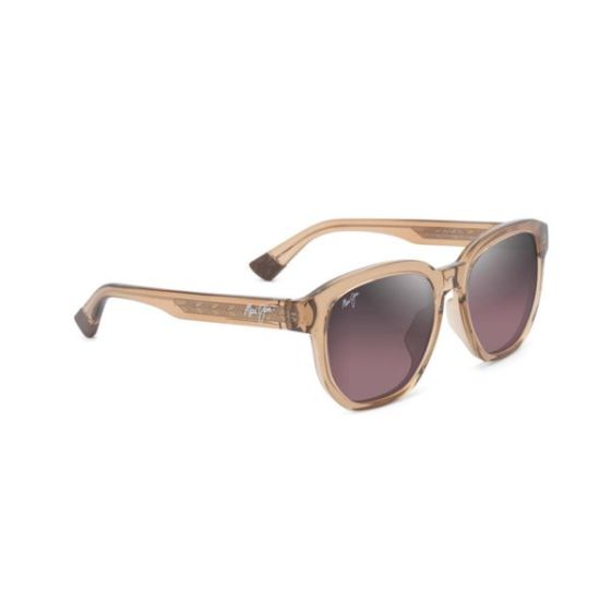 Akahai AF Polarized Sunglasses Shiny Trans Light Brown Frame Maui Rose Lens