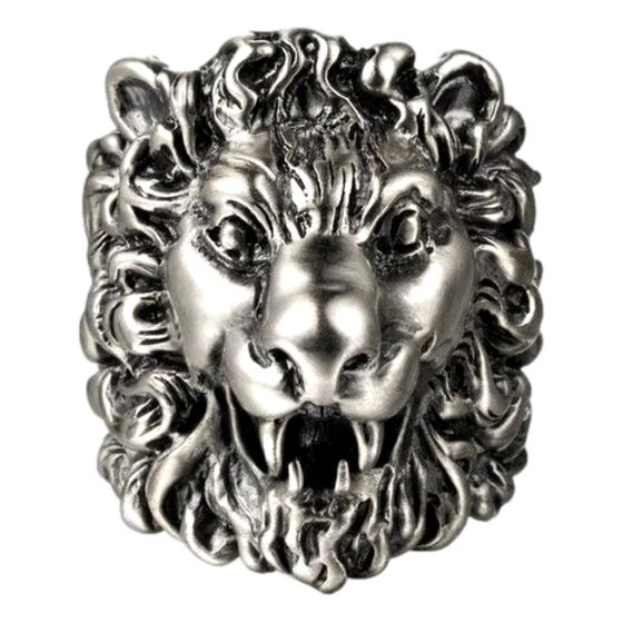 Gucci Cocktail Lion Head Motif Silver Tone Metal Ring 13