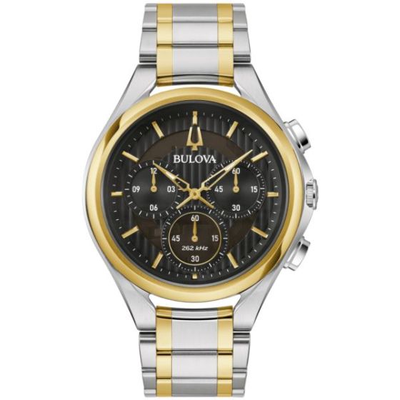Men's CURV Chronograph Gold & Silver-Tone Stainless Steel Watch Black Dial