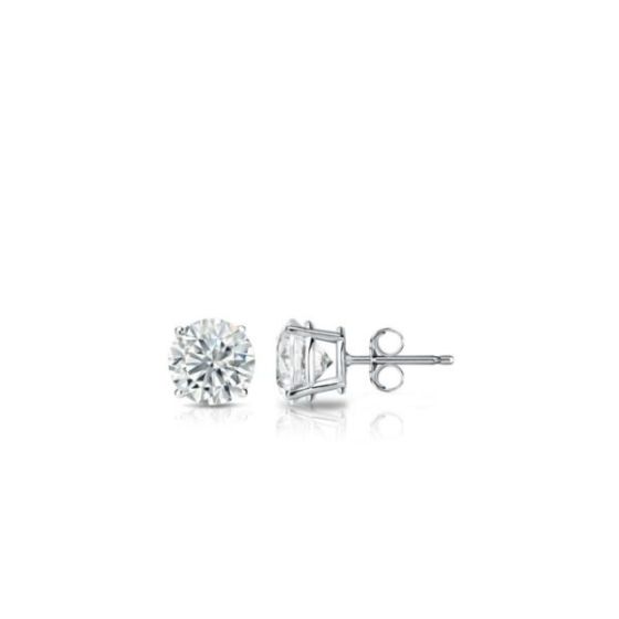 Bright White Round Lab Grown Diamond Stud in 14K White Gold 0.05ct, Color-FG, Clarity-VVS
