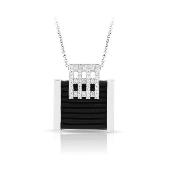 Belle Etoile Round Cubic Zirconia studded Black background Vista Pendant - 925 SS with Chain