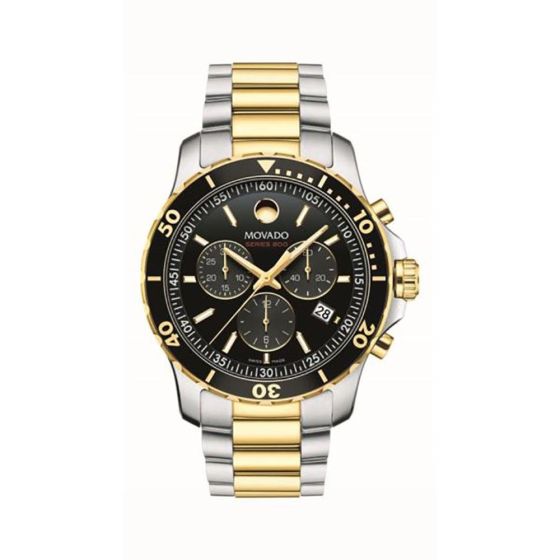 Mens Series 800 Black & Gold Performance Steel Chronograph Watch Black Dial