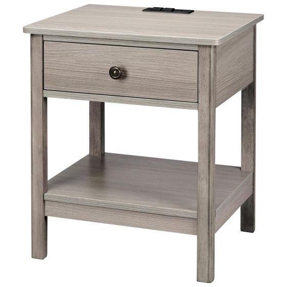 DecorTech Traditional End Table with AC Power and USB Charging Ports