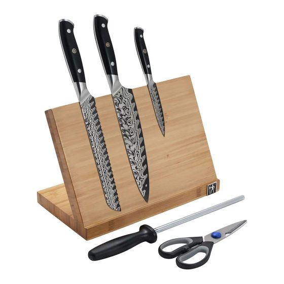 Compass Damascas 6pc Knife Set w/ Magnetic Easel