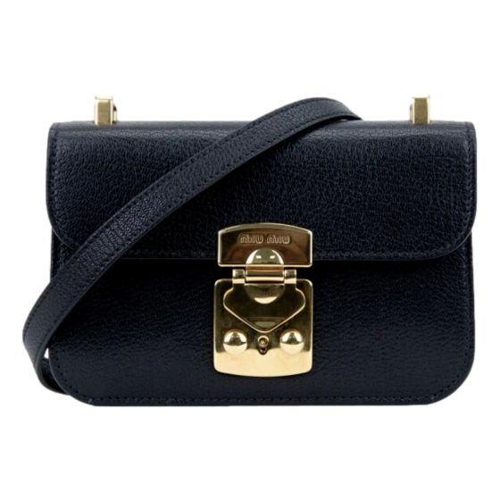 Miu Miu Madras Black Leather Crossbody Bag