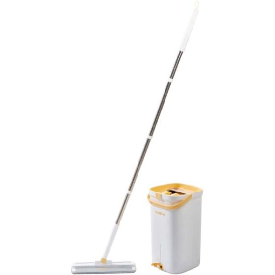Mop and Bucket with Pump System in Lemon