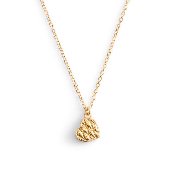 Quilted Heart Pendant - Gold