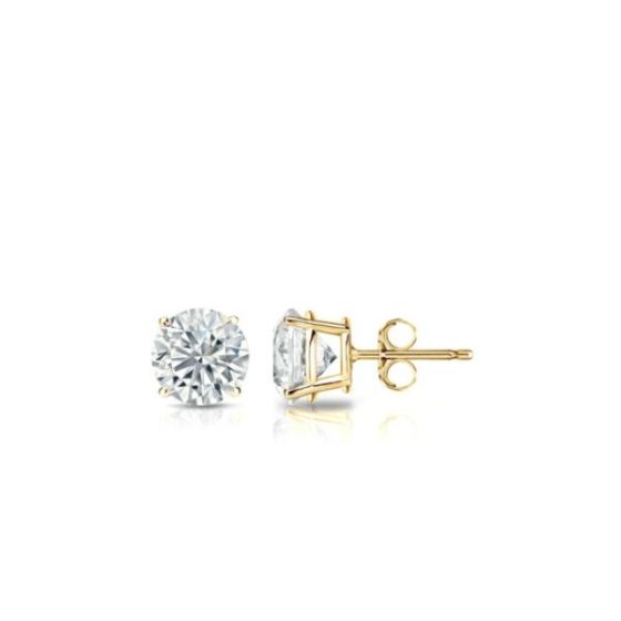 Bright White Round Lab Grown Diamond Stud in 14K Yellow Gold 0.30ct, Color-FG, Clarity-VVS