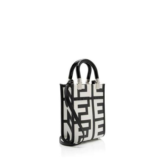 Fendi Sunshine Nero and Blanco Calfskin Leather Mini Bag