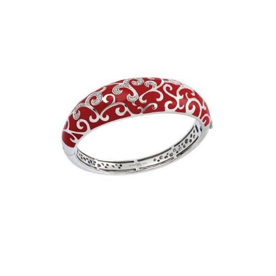 Belle Etoile Round Cubic Zirconia studded Red Background Royale Bangle - 925 SS-Medium size