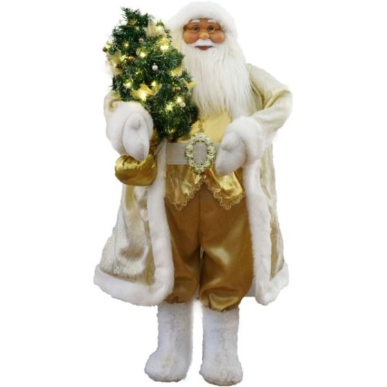 3-Ft. Music and Motion Santa Claus with Prelit Christmas Tree, Animated Indoor Holiday Home Decor