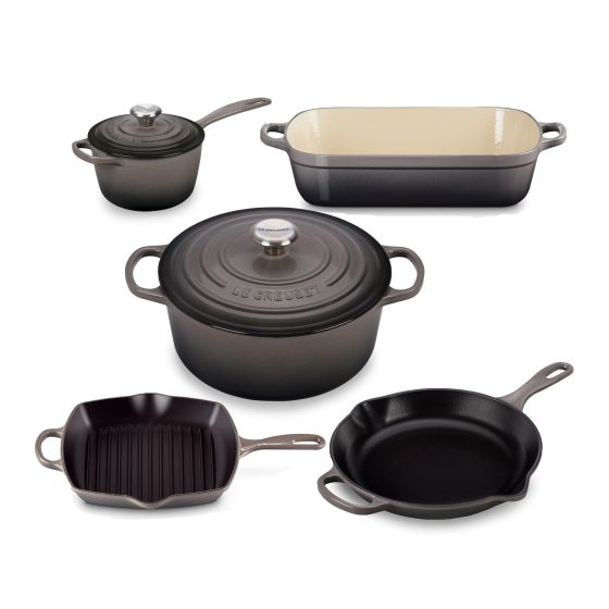 7pc Signature Cast Iron Cookware Set Oyster