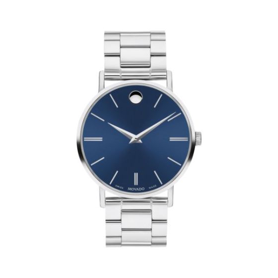 Mens Corporate Exclusive Silver-Tone Stainless Steel Watch Blue Dial