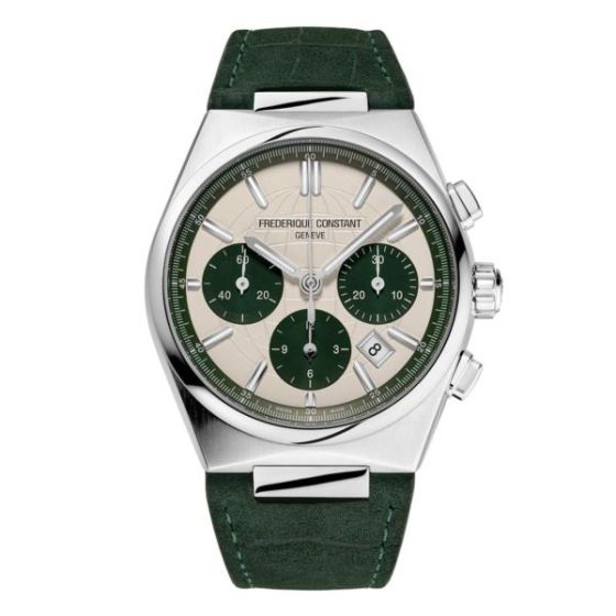 Men's HIGHLIFE CHRONOGRAPH AUTOMATIC Leather Strap watch, Green dial