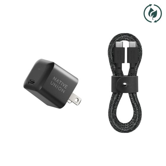 Fast GaN PD 30W Charger w/ USB-C to USB-C Cable Bundle Black/Cosmos