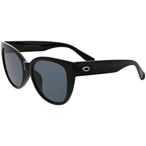 Women's Rounded Modern Edged Cat-Eye Sunglasses - Black
