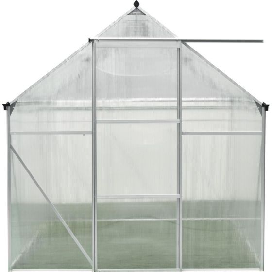4-Ft. x 6-Ft. Polycarbonate Walk-In Greenhouse w/Aluminum Frame, Galvanized Steel Base, Siding Door