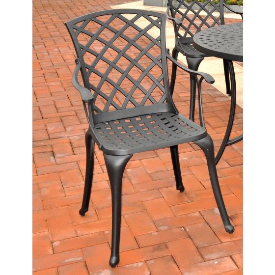 Sedona Cast Aluminum High Back Arm Chair in Black (Set of 2)