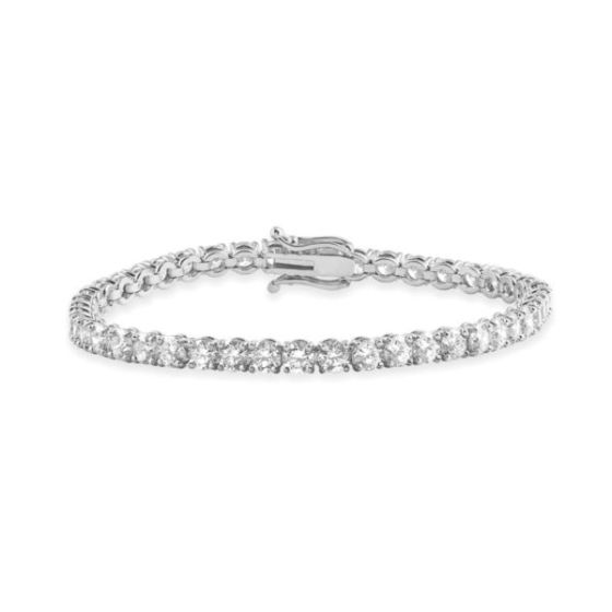 Bright White Privilege Round Lab Grown Diamond Tennis Bracelet in 14K White Gold 9.00ct,EF,VS1 VS2