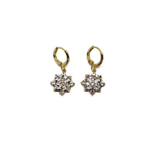 Delicate CZ Flower Earrings in Gold Tone