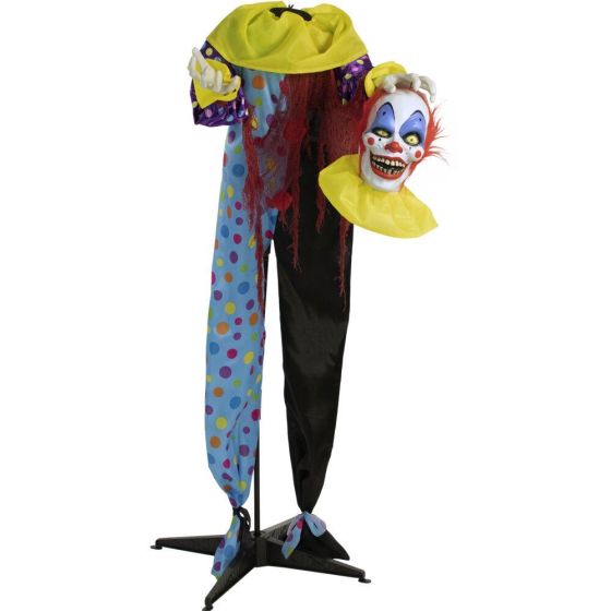 Life-Size Animatronic Talking Clown with Lights and Sound, Indoor or Covered Outdoor Halloween Decor