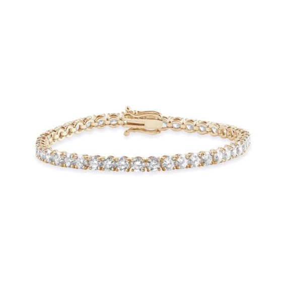 Bright White Privilege Round Lab Grown Diamond Tennis Bracelet in 14K Yellow Gold 6.00ct,EF,VS1 VS2
