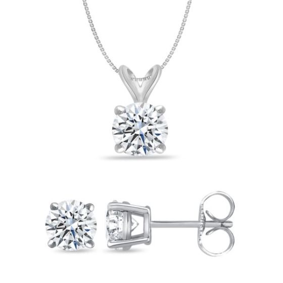 Bright White Round Lab Grown Diamond Set  in 14K White Gold 0.45ct, Color-FG, Clarity-VS SI