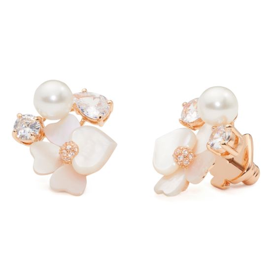 Precious Pansy Cluster Studs - White Multi