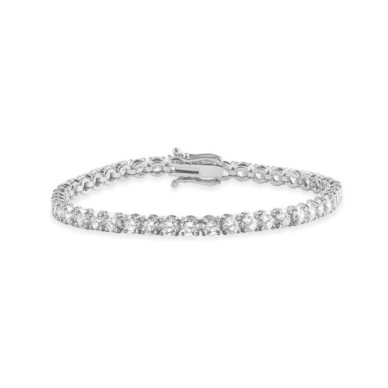 Bright White Privilege Round Lab Grown Diamond Tennis Bracelet in 14K White Gold 8.50ct,EF,VS1 VS2
