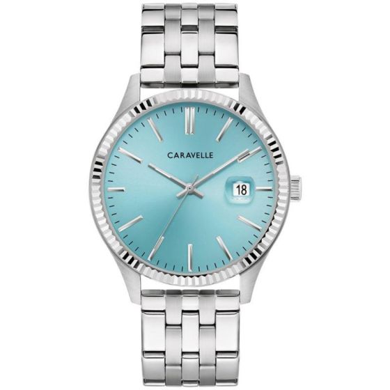 Men's Classic Stainless Steel Bracelet watch, Light Blue dial