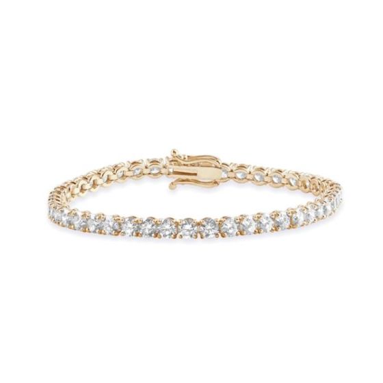 Bright White Privilege Round Lab Grown Diamond Tennis Bracelet in 14K Yellow Gold 7.50ct,EF,VS1 VS2