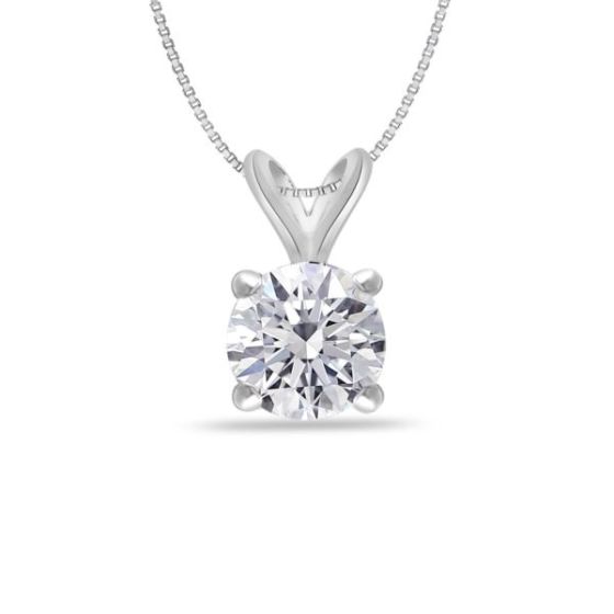 Bright White Round Lab Grown Diamond Pendant in 14K White Gold 0.30ct, Color-FG, Clarity-VS
