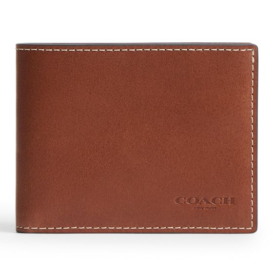 Mens Full Grain Leather Slim Billfold - Redwood