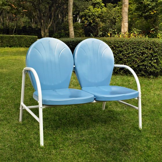 Griffith Metal Loveseat in Sky Blue Finish
