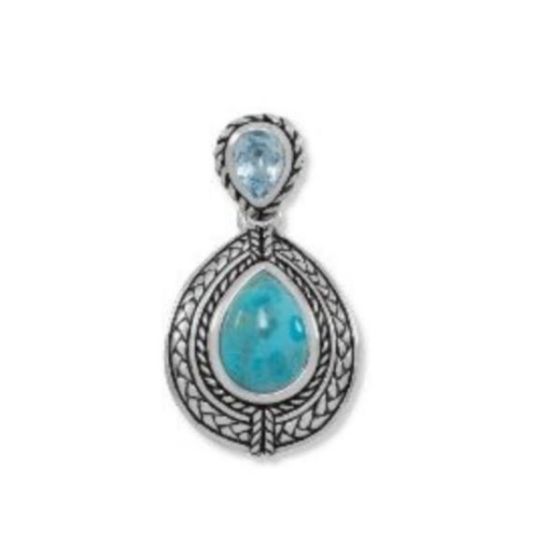 Sterling Silver & Blue Topaz Pear Shaped Pendant