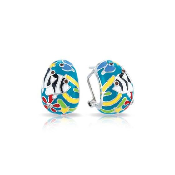 Belle Etoile Round Red & White Cubic Zirconia studded Angelfish Earrings - 925 SS.