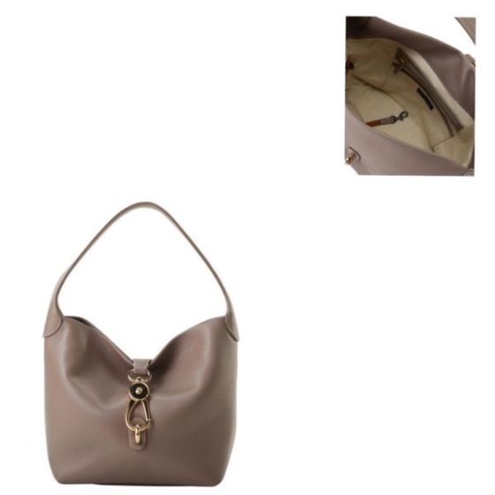 Lucca Leather Logo Lock Hobo