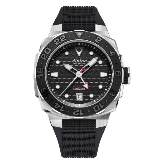 Men's Seastrong Diver Extreme Automatic GMT Black Rubber Strap Black Dial